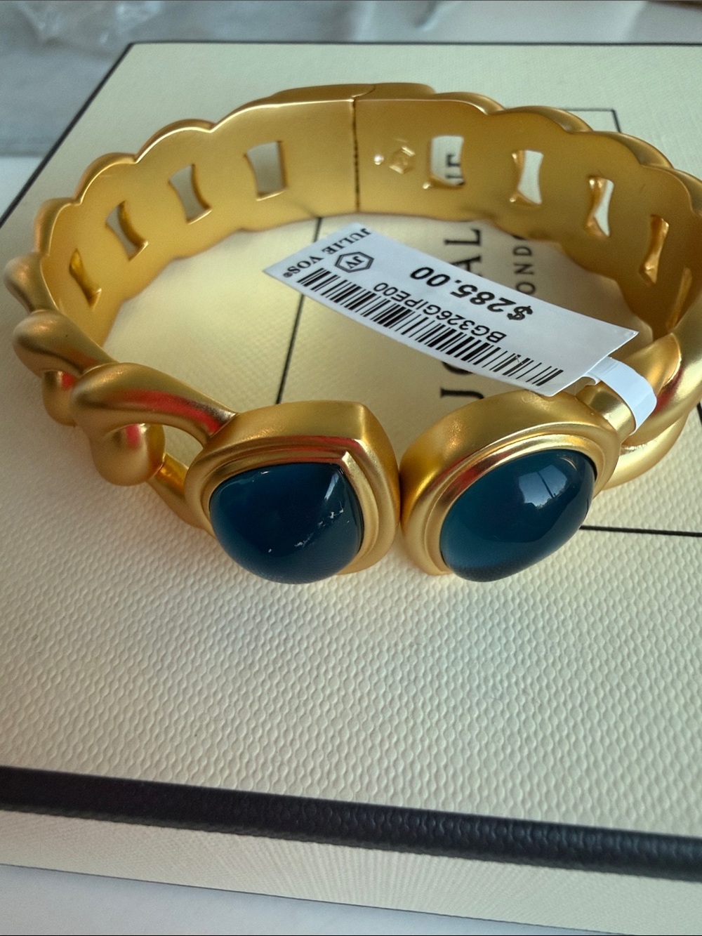 Gold Bracelet with Teal Cabochon Accents - Women Jewelry